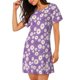 thumbnail image 2 of Easygdp Daisies Flowers Camisón de manga corta para mujer, informal, estampado, 2 of 6
