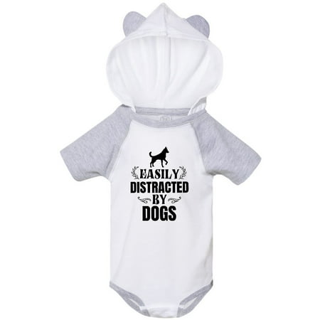 

Inktastic Easily Distracted by Dogs Gift Baby Boy or Baby Girl Bodysuit