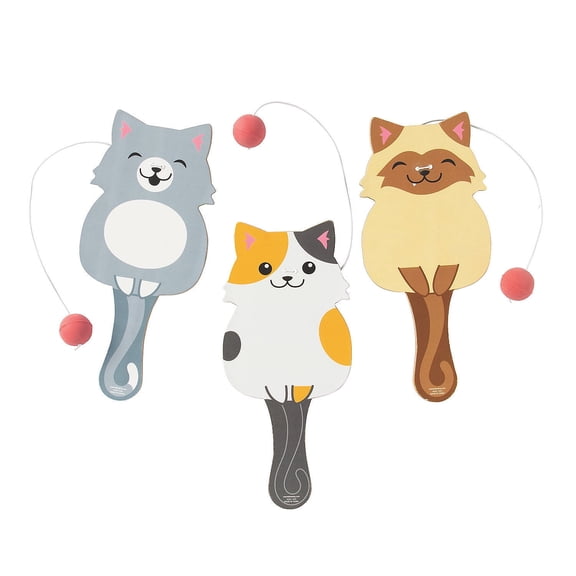Fun Express Cat Paddle Ball Games, 12 Pieces