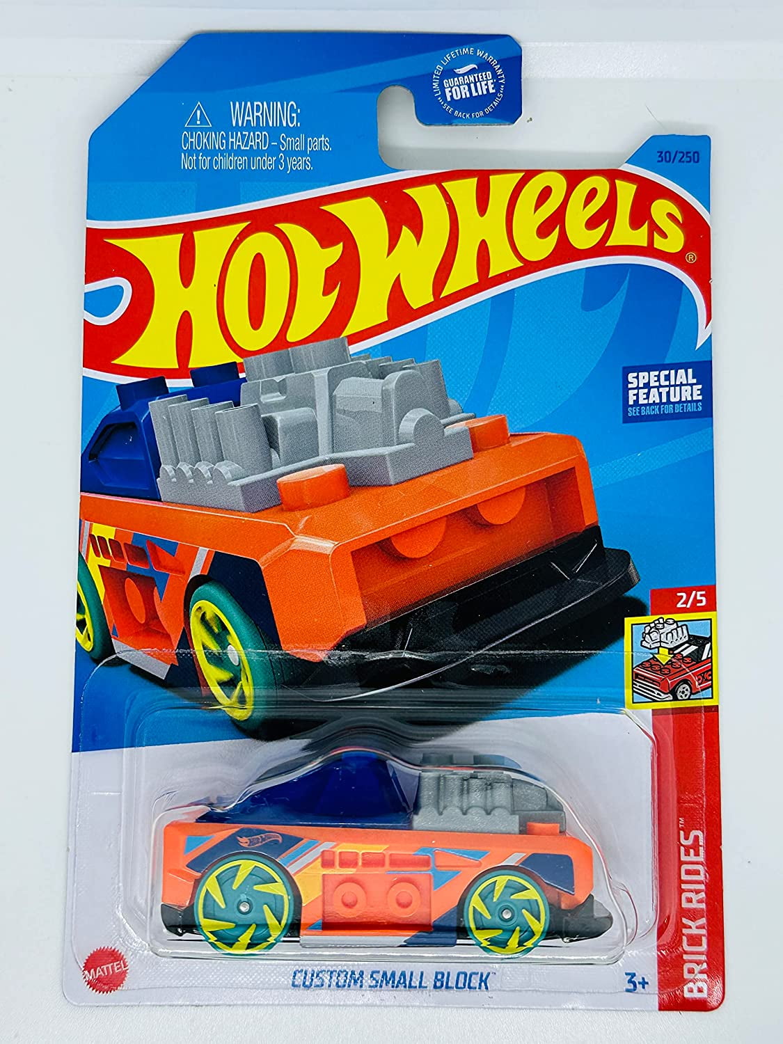 Hot Wheels Custom Small Block (Orange) 2023 Brick Rides