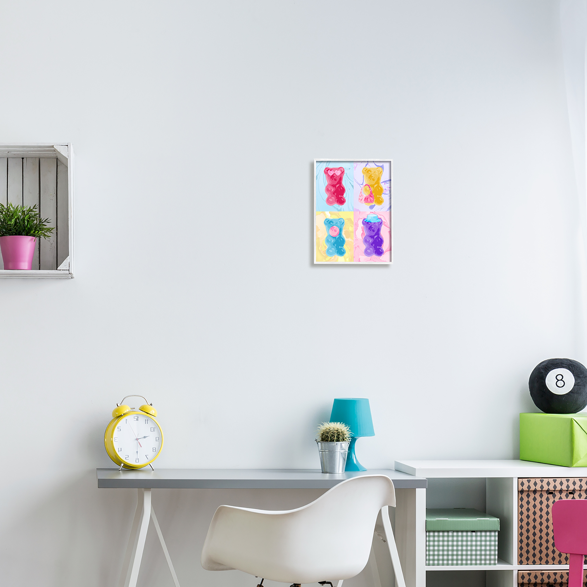 Stupell Industries Pop Style Abstract Bears Abstract Painting White Framed Art Print Wall Art, 11 x 14