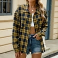 thumbnail image 2 of Fashion Winter Plaid Jackets for Womens Oversize Casual Lapel Plaid Long Sleeve Unless Casual Coat, 2 of 9