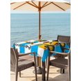 thumbnail image 3 of Outdoor Tablecloth with Umbrella Hole for Patio/Picnic/Party/Camping, Blue Striped Yellow Truck Waterproof Table Cloth Square Cover Washable, Farmhouse Stripes Modern Art (54"x 54"), 3 of 8