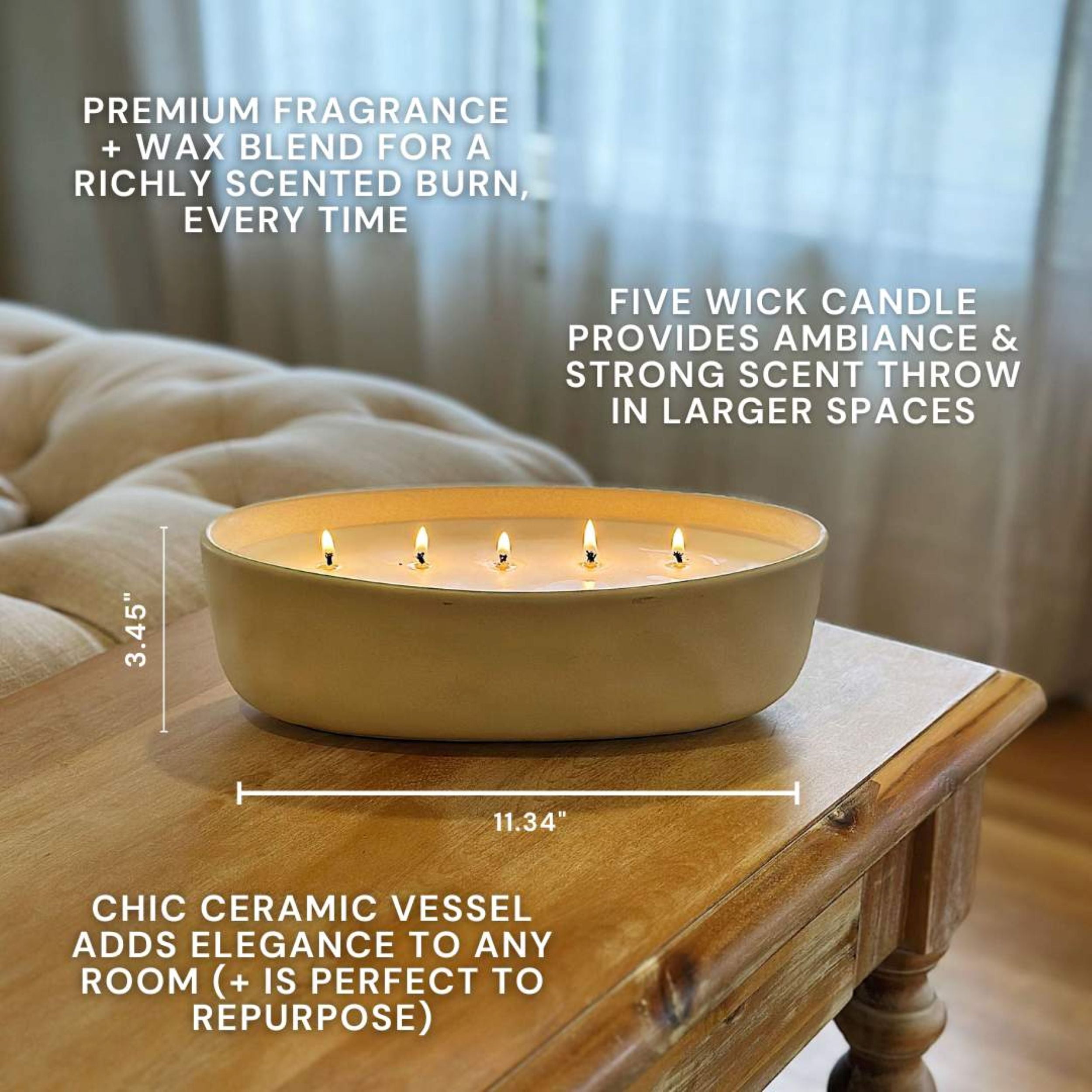 Better Homes and Gardens 5-Wick 40.5 oz Ceramic Candle, Red Lava & Citrus, Beige
