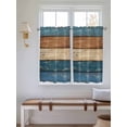 thumbnail image 2 of Farmhouse Navy Blue Brown Bathroom Window Curtain, Vintage Wooden Striped Light Filtering Coffee Kitchen Curtains, Bedroom Living Room Curtains 2 Panel 84"x54", 2 of 6
