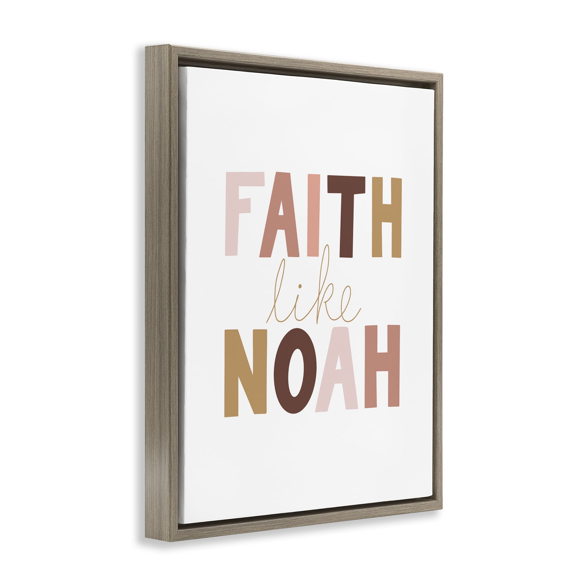Stupell Industries Faith Like Noah Girl's Religious Painting Brown Floater Framed Art Print Wall Art, 25 x 31