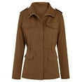 thumbnail image 3 of Frontwalk Women Military Jacket Zip Up Lightweight Utility Jackets Fall Winter Cropped Cargo Jacket Field Safari Coat Outwear Size S-5XL, 3 of 6