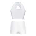 thumbnail image 2 of YONGHS Girls Jazz Hip Hop Dance Performance Outfit Sequins Tank Top with Booty Shorts Set Dancewear White 8, 2 of 5