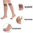 thumbnail image 2 of 8 Pairs Sheer Knee High Socks for Women 15 Denier Stay up Band (Mink), 2 of 5