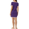 thumbnail image 3 of INSPIRE CHIC Women's Short Sleeve Nightshirt Contrast Color V Neck Nightgown XS Purple, 3 of 6