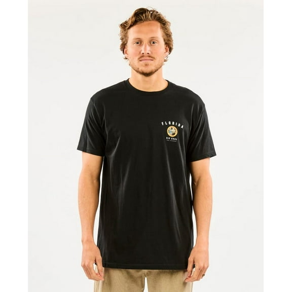 Rip Curl Men's BLACK Rock The Swamp Gator Short Sleeve T-Shirt, M