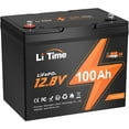 thumbnail image 1 of LiTime 12V 100Ah BCI Group 24 Lithium Battery 1.28kWh Rechargeable LiFePO4 Battery for RVs Motorhome, 1 of 9