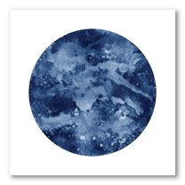 Designart ' Blue Space Galaxy Circle ' Modern Canvas Wall Art Print
