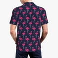 thumbnail image 5 of Vsdgher Cute Flamingo Print Men's Short Sleeve Stretch Polo Shirt, Moisture-Wicking Performance Polo Shirt, 5 of 8