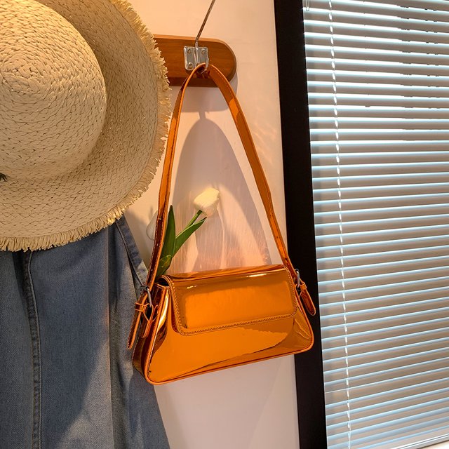 Y2K Bolso de mano Bolso de hombro de cuero de PU Bolso diario para mujer (naranja)