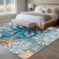 thumbnail image 5 of Blue Octopus Coastal Large Area Rugs for Bedroom Living Room, Soft Non Slip Carpet Bedside Rug, Summer Beach Ocean Starfish Coral Rectangular Floor Cover Kitchen Accent Rug 5'x7' for Office, 5 of 9