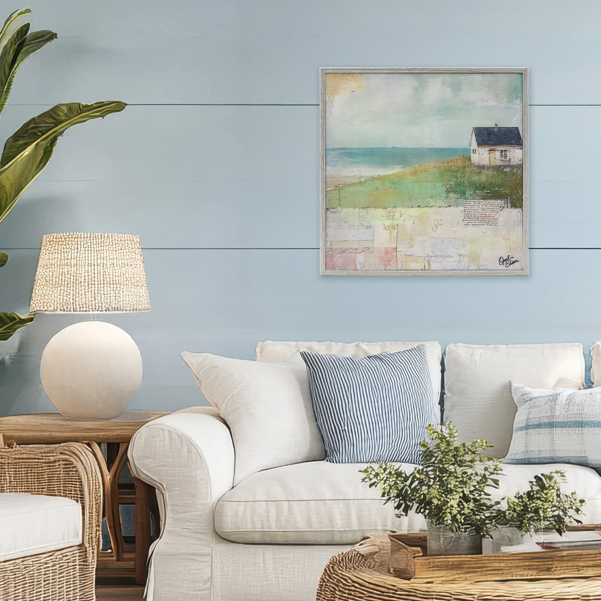 Stupell Industries Quiet Place By The Coast Gray Framed Giclee Art, design by Opal Edison