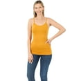 thumbnail image 3 of Women Basic Seamless Slim Fit Longline Undershirt Spaghetti Camisole Tank Top with Adjustable Straps (Golden Mustard, SM), 3 of 3