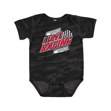 

Inktastic I Love Racing with Tire Marks Gift Baby Boy or Baby Girl Bodysuit
