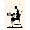 thumbnail image 1 of Homemaker at table eating with a napkin in her lap-Fine Art Canvas Print (20" x 30"), 1 of 1
