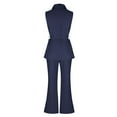 thumbnail image 5 of cfhntfmh Womens Dressy Casual Sets Sleeveless Suit Vest Wide Leg Pants Belted Office Business Blazer Set with Pockets, 5 of 7
