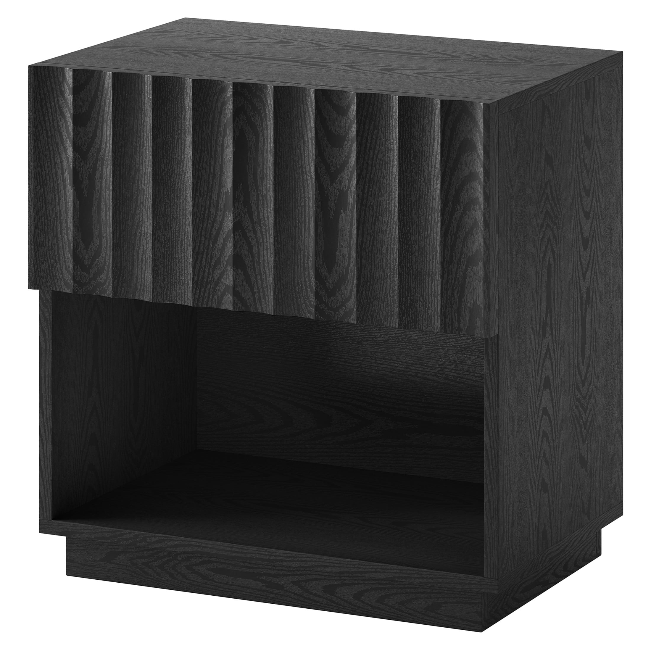 Evelyn&Zoe Modern/Contemporary 24" Wide Black Grain Nightstand