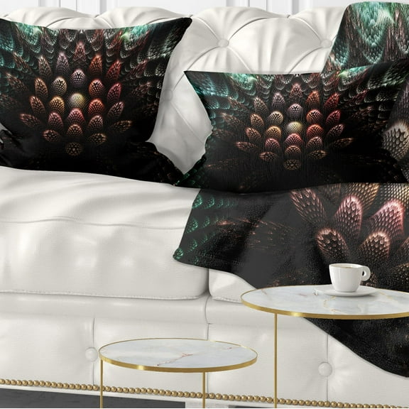 Designart Fractal 3D Flower Fantasy - Contemporary Throw Pillow - 12x20