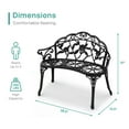 thumbnail image 5 of OverPatio Outdoor Bench, 38.5 in Metal Bench for 2 Person, Park Bench for Garden Seat, Cast Aluminum Furniture, Black Color, Rose Petal Design, 5 of 8
