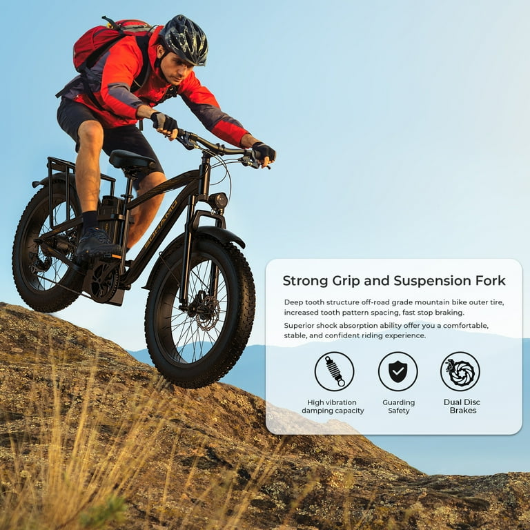 SOHAMebike Electric Bike for Adults 750W Powerful Motor 48V 20AH Beach Snow Road Ebike for Men Shimano 7 Speed Front Suspension Electric Mountain