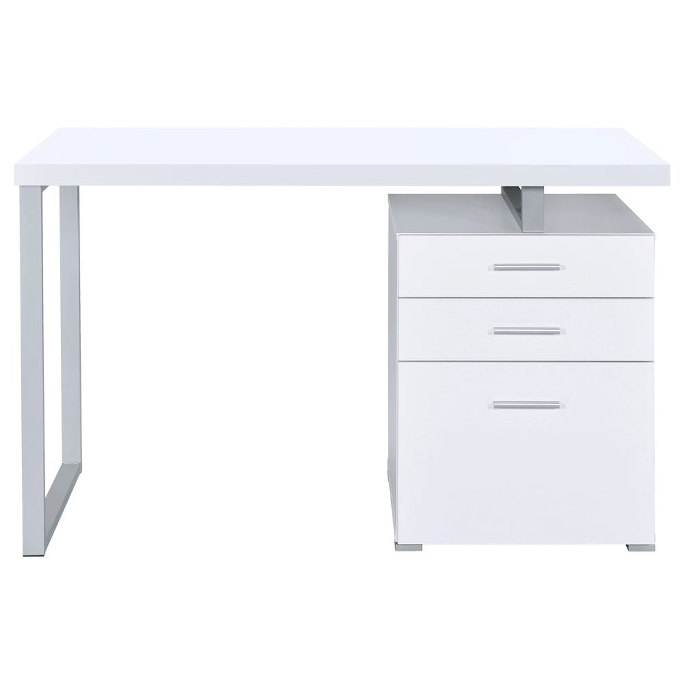 FurniFact White Office Desk – Computer Desk with Drawers for Home or Workspace