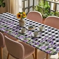 thumbnail image 3 of Lavender Floral Table Cloths for 8 Foot Rectangle Tables, Purple Flowers Butterfly Black Gray Plaid Patio Waterproof Elastic Fitted Tablecloths, Washable Rectangular Table Cover for Camping, 3 of 8