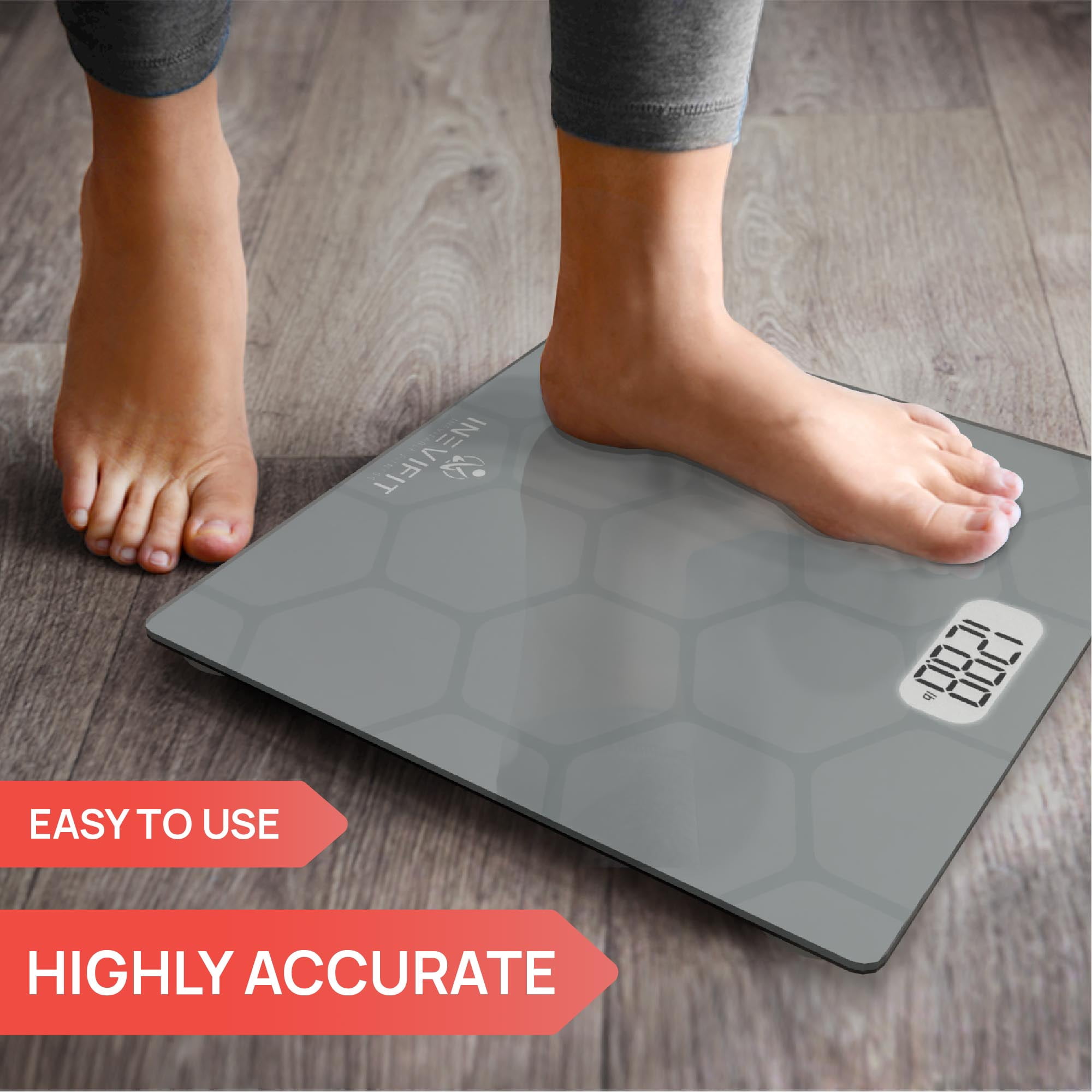 INEVIFIT Bathroom Scale, Highly Accurate Digital Body Weight Scale Up to 400lbs - Silver
