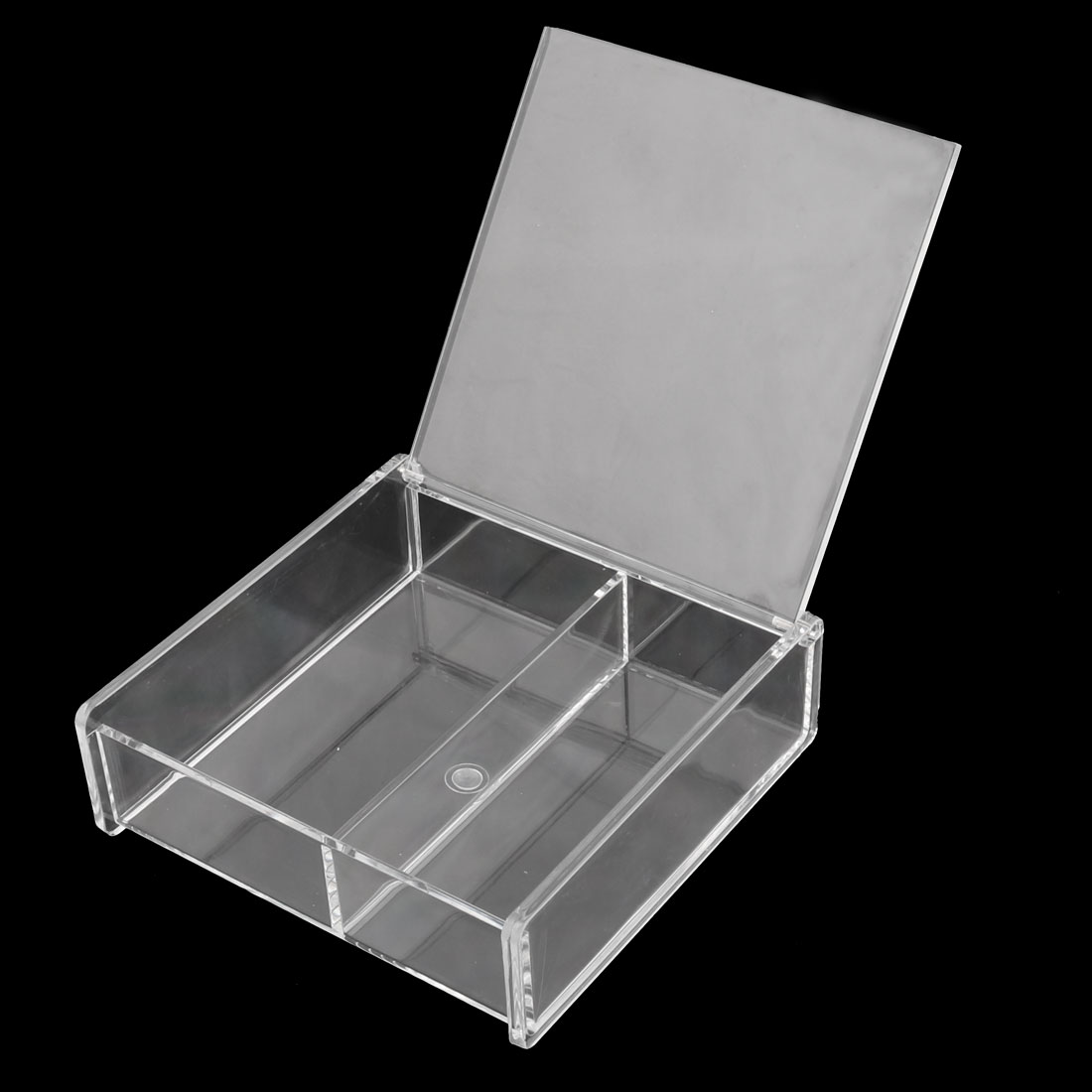 Acrylic Square Shape 2 Slots Cosmetics Jewelry Box Organizer Clear w ...