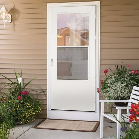LARSON 81 in. H x 36 in. W Aluminum/Wood White Mid-View Self-Storing Storm Door - Case Of: 1