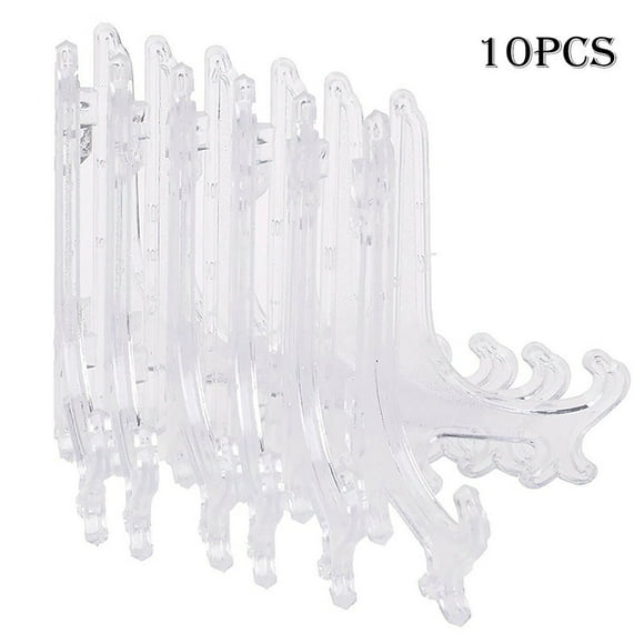 Leke 10Pcs 3inch Plastic Display Plate Stand Easel Frames Pictures Bowls Holder Clear
