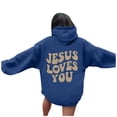 thumbnail image 1 of VBARHMQRT Fall Hoodies Autumn Winter Hoodie Neck Solid Color Printed Long Sleeve Pullover Sweatshirt, 1 of 6