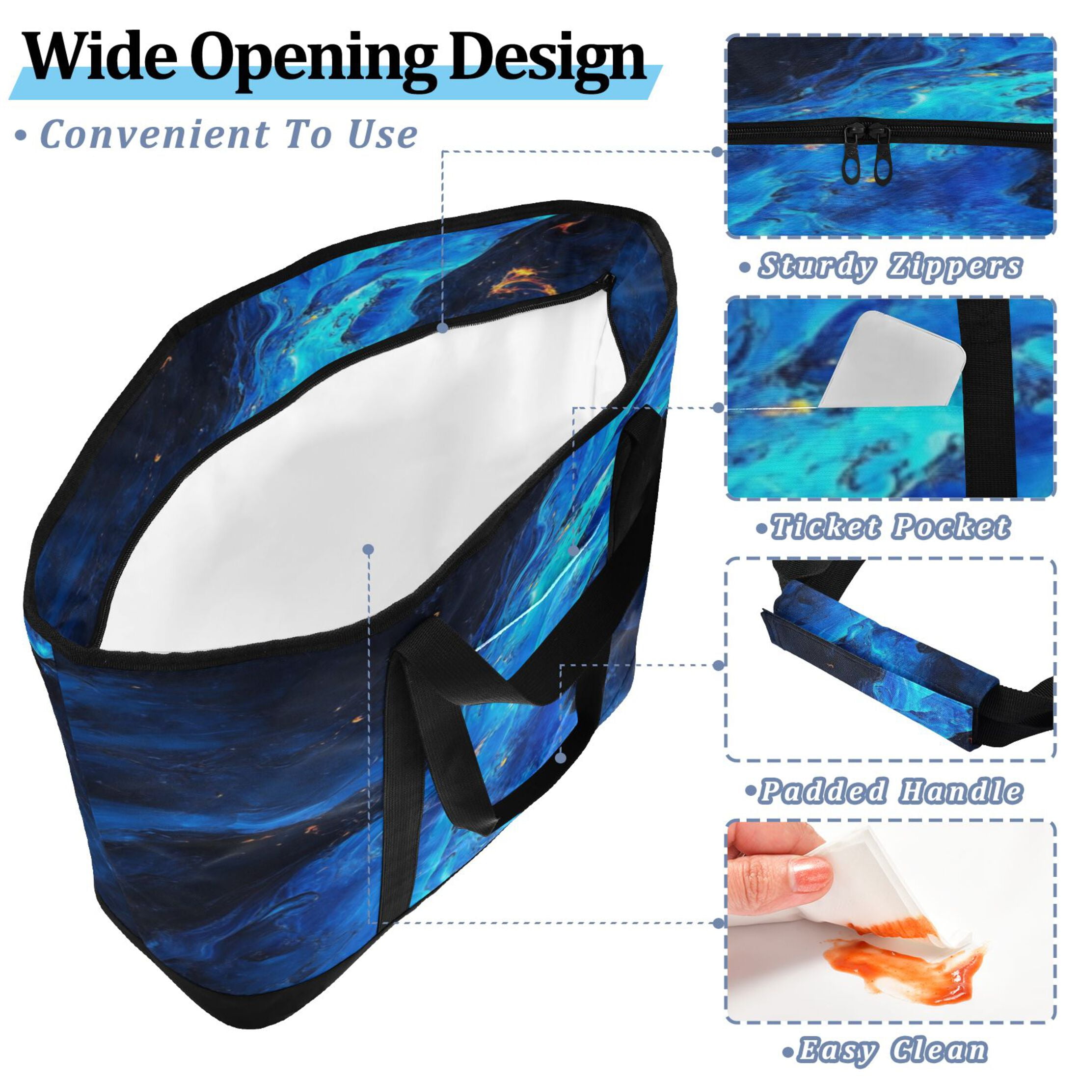 Large Hand-held Ice Pack Picnic Bag Insulation and Refrigeration Suitable for Shopping Picnics and Camping Blue Lava Picture