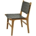 thumbnail image 6 of DecMode Contemporary Dining Chair with Polished Brown Teak Wood and Black Leather Woven Seat, 21"W x 33"H, 6 of 12