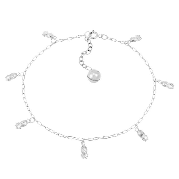 AeraVida Minimalist Casual Tropical Pineapple Dangle Link Sterling Silver Bracelet or Anklet