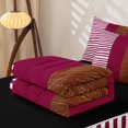 thumbnail image 5 of Castle Fairy Retro Stripes Zipper Twin Comforter Sets with Fitted Sheet and 2 Pillowcases,Minimalist Leather Textured Zipper Bedding Set,Magenta Brown White,Reversible, 5 of 7