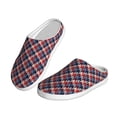 thumbnail image 2 of Lsque Red Blue Checked Pattern Womens Comfort Cotton on Scuff With Memory Foam and Anti-skid Sole Slipper-44/45, 2 of 7