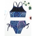 thumbnail image 4 of iiniim Kids Girls Tie Dye Printed Tankini Set Criss Cross Back Crop Top with Brief Bathing Suit, 4 of 7