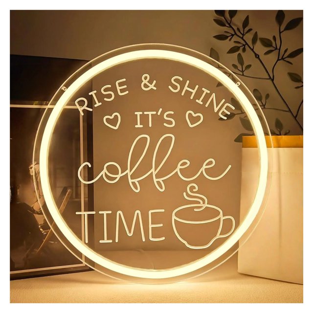 Letrero De Neón It's Coffee Time Con Luz LED Regulable Para Cafetería, Moderna, Pub, Restaurante, Decoración Pared, 28.5cmx28.5cm