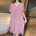 thumbnail image 6 of LNWUY Women's Nightgowns Lightweight Thin Baggy Sleepshirts Comfy Soft Loungewears V Neck Short Sleeve Modal Pajamas Pink L, 6 of 7