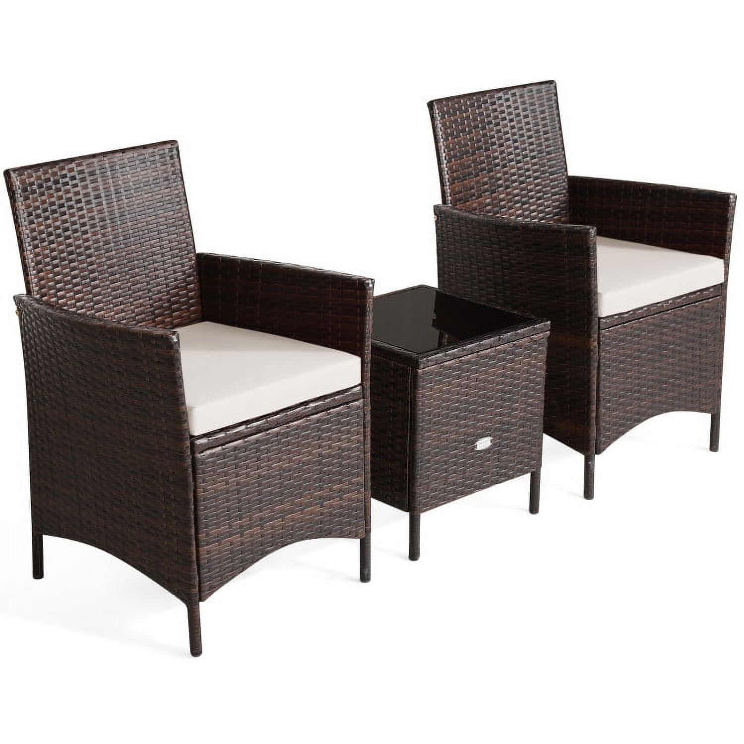 Aimee Lii 3 Pieces Wicker Patio Furniture Set, Conversation Sofa Bench Cushion, Modern Patio Furniture, White Aimee Lii 3 Pieces Wicker Patio Furniture Set, Conversation Sofa Bench Cushion, Modern Patio Furniture, White
