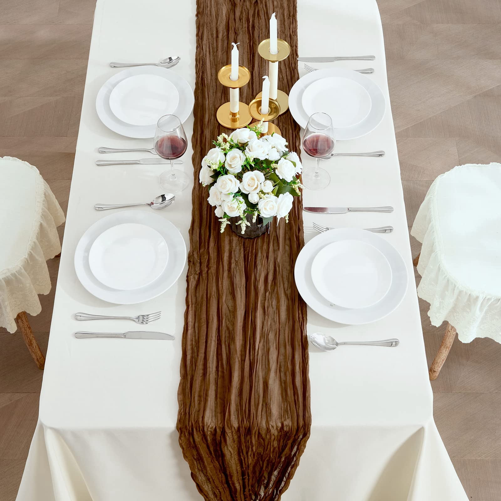 6 Pack Sage Green Cheesecloth Table Runners 10ft Wide Gauze Boho for Bridal Shower Wedding Table Decorations