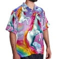 thumbnail image 2 of Robot Unicorn Attack Men's Short Sleeve Beach Shirts, Casual Poplin Button Down Shirt, Summer Casual Printed Unisex Shirts, 2 of 6