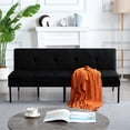 thumbnail image 3 of DEALTOPS 63" Convertible Futon Sofa Bed, Modern Polyester Loveseat with 5-Level Reclining Backrest, Black, 3 of 8