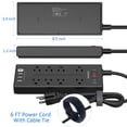 thumbnail image 7 of Surge Protector - 8 AC Outlets and 4 USB Ports (1 USB-C), 6ft Extension Cord Power Strip for Home, Office, Black, 7 of 7