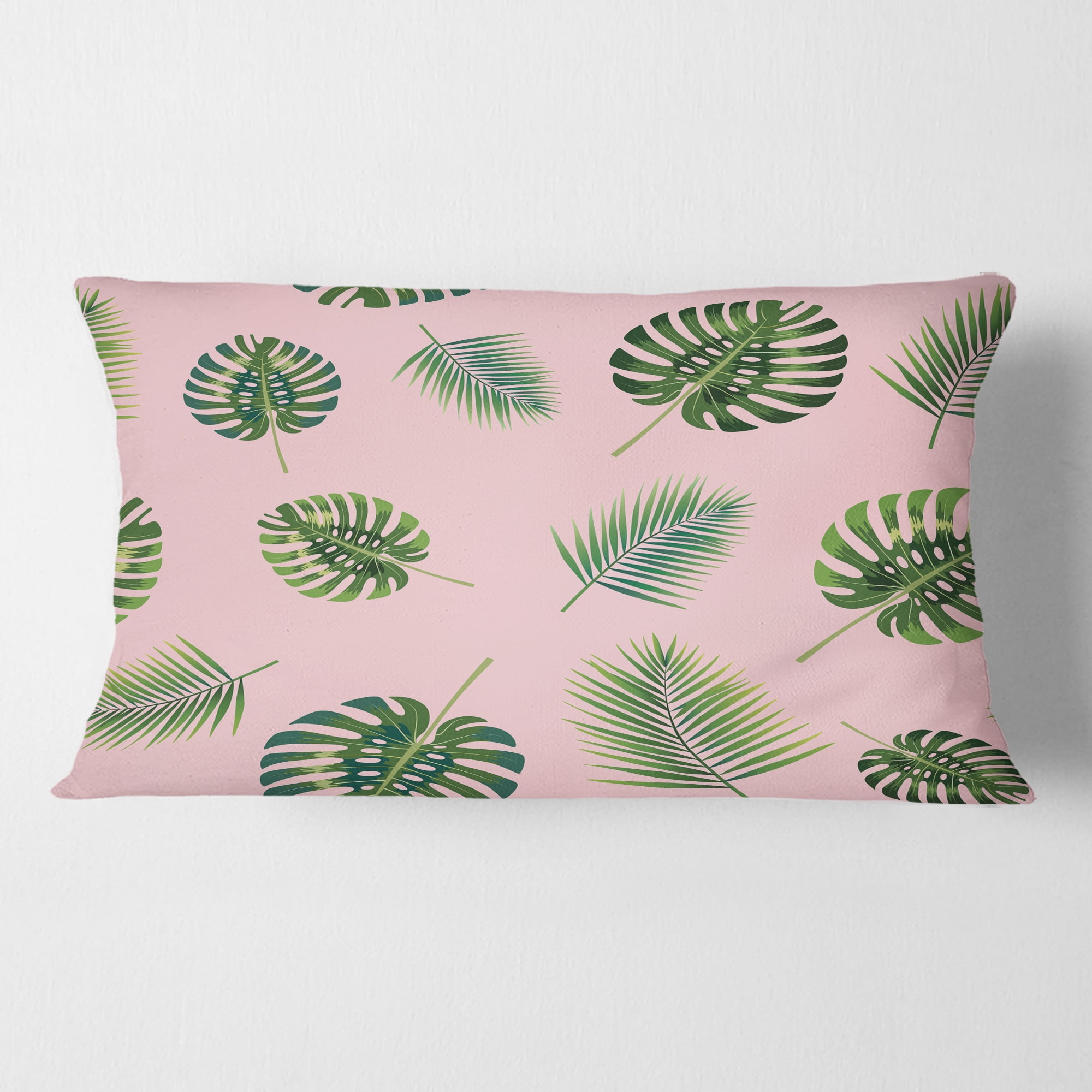 Designart Palm Tropical leaves pattern.' Mid-Century Modern Throw Pillow - 12x20